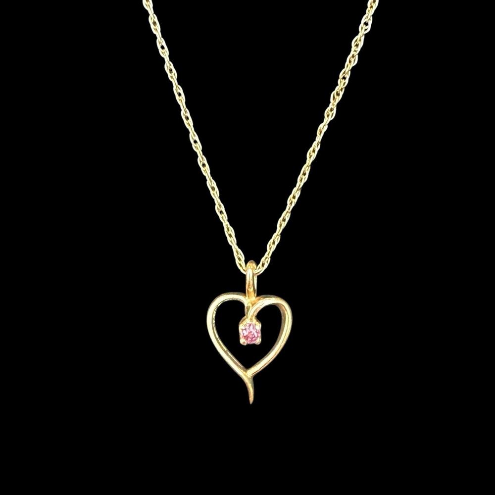 14kt Yellow Gold Ruby Heart Pendant Charm Hallmarked 18" Necklace 2.19 Grams